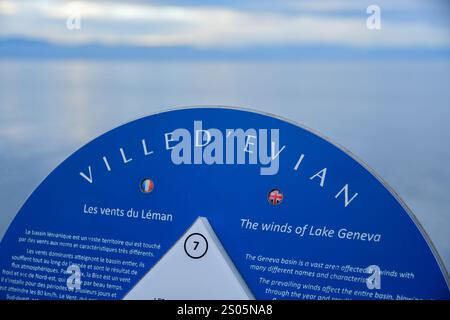 Evian, Frankreich. Dezember 2024. Informationstafel über die Stadt Evian. (Foto: Romain Doucelin/SOPA Images/SIPA USA) Credit: SIPA USA/Alamy Live News Stockfoto