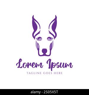 Einfacher Minimalistischer Sniffer Doberman Hundekopf Gesicht Logo Design Vektor Stock Vektor