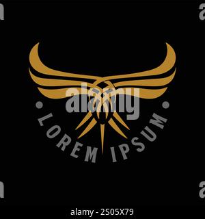 Goldener Adler Falke Hawk Spread Flügel Vogel Symbol Illustration Logo Design Vektor Stock Vektor