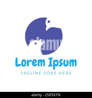 Einfache minimalistische Mutter Vogel Fütterung ihr Küken für Ernährung Icon Illustration Logo Design Vektor Stock Vektor