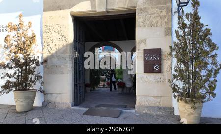 Palacio de Viana in Córdoba: Architektonische Stile und üppige Gärten mit miteinander verbundenen Innenhöfen Stockfoto