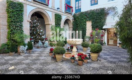 Palacio de Viana in Córdoba: Architektonische Stile und üppige Gärten mit miteinander verbundenen Innenhöfen Stockfoto