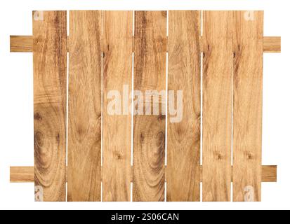 Zaun aus braunen Holzdielen auf isoliertem Hintergrund Stockfoto