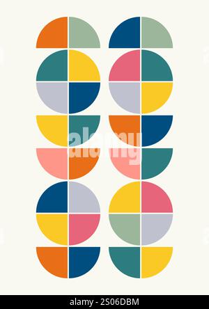 Retro-Poster mit abstrakter geometrischer Kunst. Trendiges bauhaus schlichter ästhetischer Hintergrund Stock Vektor
