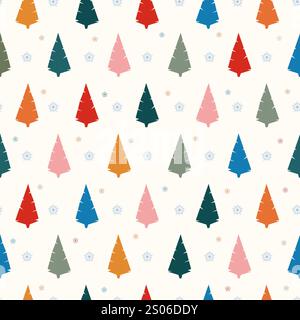 Nahtloses Muster mit Wintergrafik und weihnachtsbaum. Dekorative Vektor-Illustration für das neue Jahr Stock Vektor