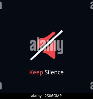 Symbol „Stummschalten“ beibehalten. Konzept des Silent-Modus. Symbol für leise bitte auf weißem Hintergrund. Vektor Stock Vektor