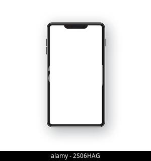 Realistisches Smartphone-Modell mit leerem weißen Bildschirm. 3D-Mobiltelefon-Modell. Leere Anzeige. Vektor Stock Vektor