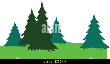 Kiefernwald-Szene-Symbol, Vektor Stock Vektor