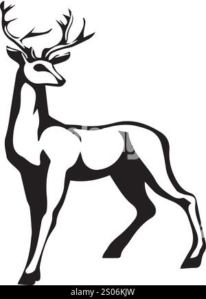 Vektorfarbenes Hirsch-Silhouettenzeichnungen Stock Vektor