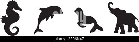 Vektor farbenfrohe Tierset Designs Stock Vektor