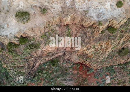 Aus der Vogelperspektive, Klippen, rote Erde, Erosion, La Gomera, Kanarische Inseln, Spanien, Europa Stockfoto