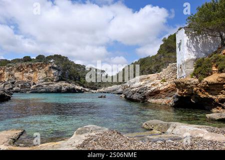 Cala de s'Almonia, Naturschutzgebiet Cap de ses Salines, Cala Llombards, Mallorca, Balearen, Spanien, Europa Stockfoto