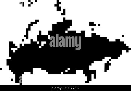 Gepixelte Weltkartensymbole im 8-Bit-Stil mit über 190 Ländern. Perfekt für digitale Kunst, Bildungsprojekte und thematische Designs. Stock Vektor