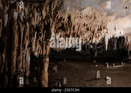 Luray, Virginia, USA. Dezember 2024. Die Innenansicht der Luray Caverns, ursprünglich Luray Cave genannt, ist eine große, gefeierte kommerzielle Höhle im Westen von Luray, Virginia, USA am 25. Dezember 2024. Luray Caverns hat seit ihrer Entdeckung im Jahr 1878 viele Besucher angezogen. Quelle: Aashish Kiphayet/Alamy Live News Stockfoto