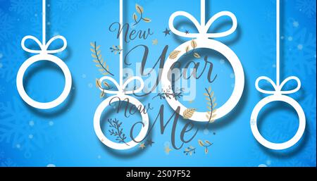 Bild von weihnachtsgrüßen Text über weihnachtsdekorationen Stockfoto