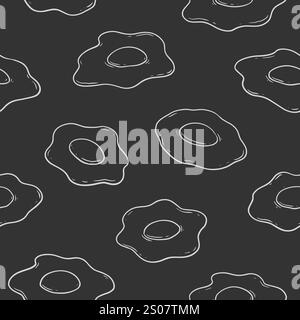 Spiegeleier kritzeln nahtlos. Comic Illustration Vektor Illustration Hintergrund. Sonniges Muster mit der Seite nach oben für Web und digitale Medien Stock Vektor