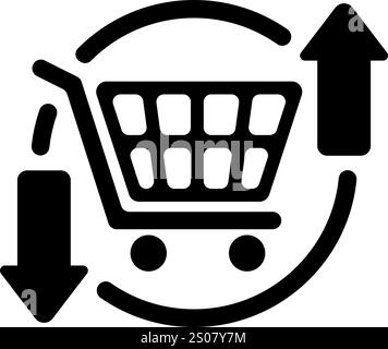 Vektorsymbol-Illustration für Preiserhöhung/-Abnahme (Preisschwankung) Stock Vektor