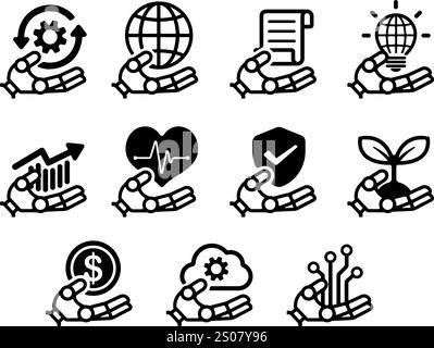 Illustration des Roboterhandvektors Set Stock Vektor