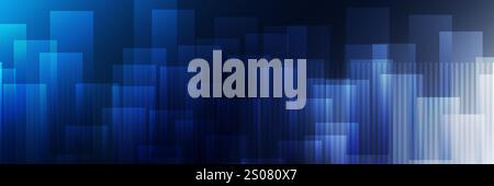 Abstraktes Oberflächenmuster aus weißem, dunklem und hellblauem Mosaik mit verschiedenen zufälligen Rechtecken, die in Blautönen gefärbt sind - Geometrisches Mosaik T Stock Vektor