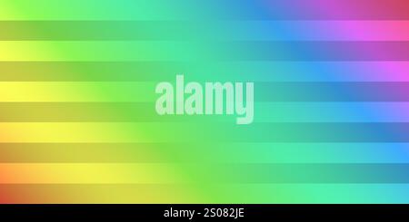 Dicke Horzontal Streifen aus durchscheinenden leuchtenden Rechtecken, gefärbt in Farben des Regenbogens - Glossy Geometric Multicolred Vivid Pattern auf verschwommenem Abstra Stock Vektor