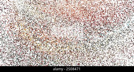 Abstraktes buntes Punktmuster - zufällig platzierte Spots, Kreise verschiedener Größen, Retro-Style-Textur, Vektor-Design auf weißem Hintergrund Stock Vektor