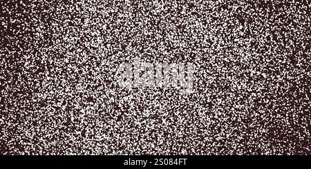 Abstraktes weißes und braunes gepunktetes Muster - zufällig platzierte Punkte, Kreise verschiedener Größen, Retro-Style-Textur, Vektor-Design auf dunklem Hintergrund Stock Vektor