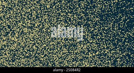 Abstraktes gelbes und blaues Punktmuster - zufällig platzierte Spots, Kreise verschiedener Größen, Textur, Generative Kunst, Vektordesign auf dunklem Hintergrund Stock Vektor