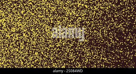 Abstraktes gelbes und braunes gepunktetes Muster - zufällig platzierte Punkte, Kreise verschiedener Größen, Retro-Style-Textur, Vektor-Design auf dunklem Hintergrund Stock Vektor