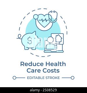 Senken Sie die Kosten für die Gesundheitsfürsorge sanftes blaues Konzeptsymbol Stock Vektor