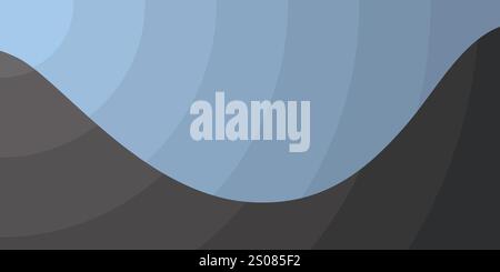 Gradient Waveforms Textur: Eine dezente minimalistische Mischung aus Blau und Schwarz - Modern Style Multi Layer Hintergrund Design, Multi Purpose Creativ Stock Vektor