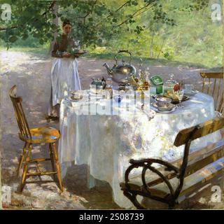 Breakfast Time oder Frukostdags ist ein Ölgemälde, das 1887 von der schwedischen Künstlerin Hanna Pauli (1864–1940) fertiggestellt wurde. Stockfoto