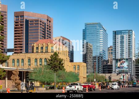 Stadtgebäude in Downtown Phoenix Arizona. Foto an einem klaren blauen Himmel Stockfoto