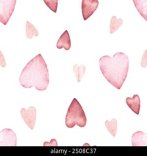 Zum Valentinstag nahtloses Aquarellmuster mit Herz Stockfoto