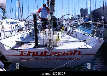 Sydney Harbour, Sydney, Australien. Dezember 2024. 2024 Rolex Sydney to Hobart Race; Chutzpah Skippert von Bruce Taylor Credit: Action Plus Sports/Alamy Live News Stockfoto