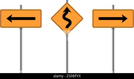 Straßenschild für Kurven und Kurven. Vektorabbildung Stock Vektor