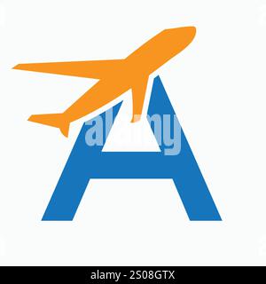 Initial Letter A Airplane Logo Konzept für Travel Symbol und Transportschild Stock Vektor