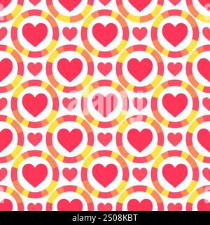 Nahtlose Muster mit roten Herzen Stock Vektor
