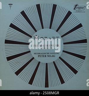 Plattencover aus Vintage-Vinyl. Mozart, Komplette Freimaurermusik, Peter Maag, Orchestera Wiener Volksoper Stockfoto
