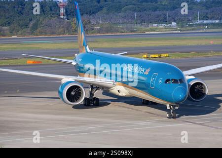 Japan – Tokio, 21. November 2024: Vietnam Airbus A350 in Japan Stockfoto