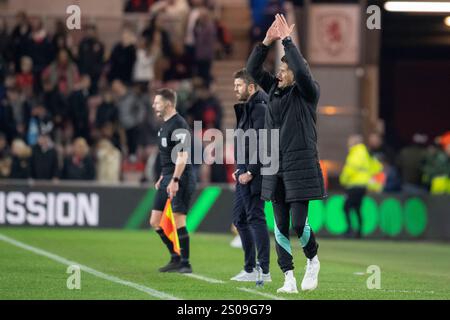 Sheffield Wednesday Manager Danny Rohl während des Sky Bet Championship Matches zwischen Middlesbrough und Sheffield Wednesday im Riverside Stadium, Middlesbrough am Donnerstag, den 26. Dezember 2024. (Foto: Trevor Wilkinson | MI News) Credit: MI News & Sport /Alamy Live News Stockfoto