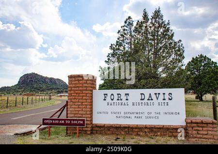 Fort Davis wurde 1854 in den Davis Mountains in West Texas gegründet, um die San Antonio - El Paso Road vor Comanche, Apache und Kiowa-Überfällen zu schützen Stockfoto