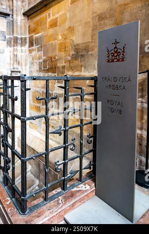 Eintritt in die Königliche Krypta des Veitsdoms, Prager Burg, Tschechien Stockfoto