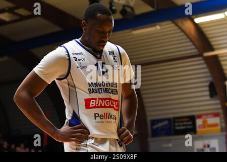 Oostende, Belgien. Dezember 2024. Mechelen's Aundre Hyatt, aufgenommen während eines Basketballspiels zwischen Kangoeroes Mechelen und Limburg United am Donnerstag, 26. Dezember 2024 in Mechelen, am 17. Tag der belgischen/niederländischen Basketballmeisterschaft der ersten Liga. BELGA FOTO JILL DELSAUX Credit: Belga News Agency/Alamy Live News Stockfoto