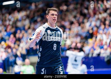 Frederik Simak (TBV Lemgo Lippe, #08) GER, TBV Lemgo Lippe vs. THW Kiel, Handball, 1. Bundesliga 17. Spieltag, Spielzeit 2024/2025, 26.12.2024 Foto: Eibner-Pressefoto/Jan Rollinger Stockfoto