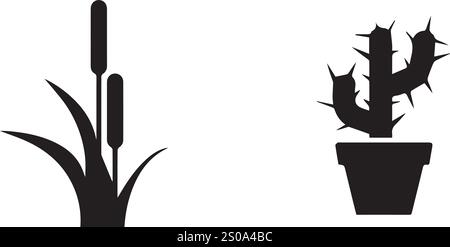 Vektorblatt, Kaktus, Rose, Gänseblümchenzeichnungen Stock Vektor