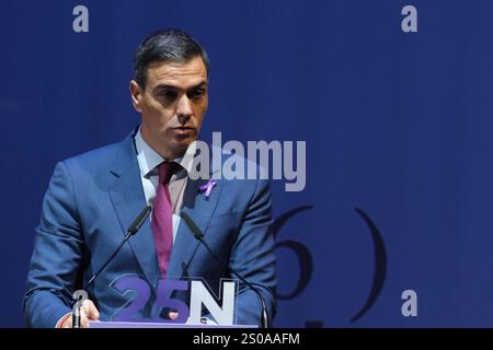 Sanchez eröffnet anlässlich des Internationalen Tages zur Beseitigung der Gewalt gegen Frauen eine Veranstaltung zur Gleichstellung mit Pedro Sanchez Wo: Madrid, Spanien Wann: 25. November 2024 Credit: Oscar Gonzalez/WENN Stockfoto