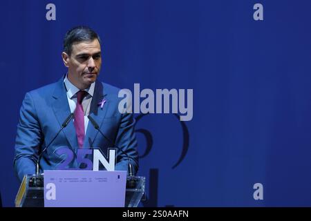 Sanchez eröffnet anlässlich des Internationalen Tages zur Beseitigung der Gewalt gegen Frauen eine Veranstaltung zur Gleichstellung mit Pedro Sanchez Wo: Madrid, Spanien Wann: 25. November 2024 Credit: Oscar Gonzalez/WENN Stockfoto