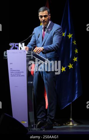 Sanchez eröffnet anlässlich des Internationalen Tages zur Beseitigung der Gewalt gegen Frauen eine Veranstaltung zur Gleichstellung mit Pedro Sanchez Wo: Madrid, Spanien Wann: 25. November 2024 Credit: Oscar Gonzalez/WENN Stockfoto