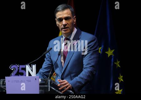 Sanchez eröffnet anlässlich des Internationalen Tages zur Beseitigung der Gewalt gegen Frauen eine Veranstaltung zur Gleichstellung mit Pedro Sanchez Wo: Madrid, Spanien Wann: 25. November 2024 Credit: Oscar Gonzalez/WENN Stockfoto