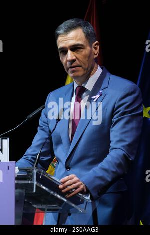 Sanchez eröffnet anlässlich des Internationalen Tages zur Beseitigung der Gewalt gegen Frauen eine Veranstaltung zur Gleichstellung mit Pedro Sanchez Wo: Madrid, Spanien Wann: 25. November 2024 Credit: Oscar Gonzalez/WENN Stockfoto